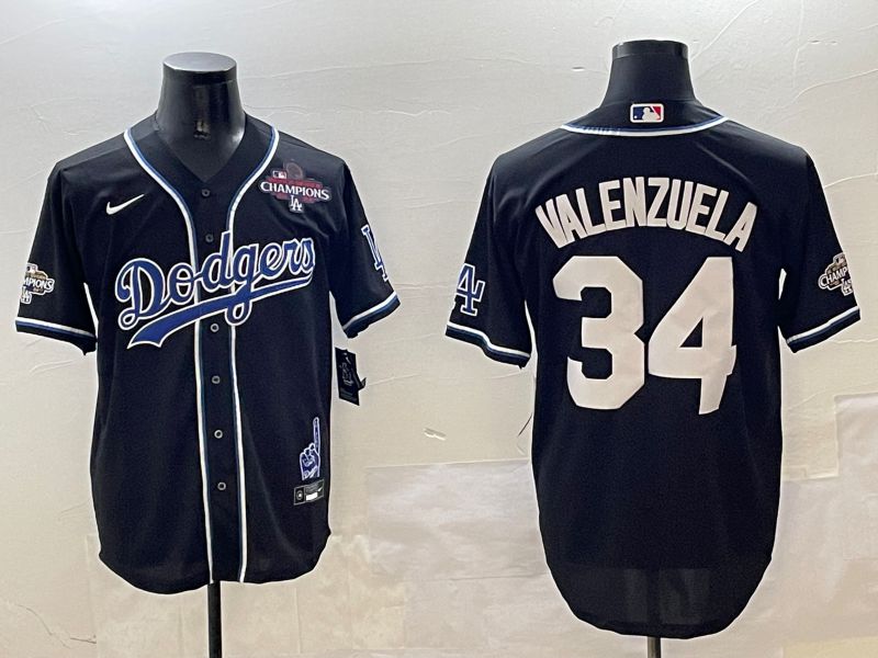 Men Los Angeles Dodgers #34 Valenzuela Black Fashion Game 2025 Nike MLB Jersey style 3062